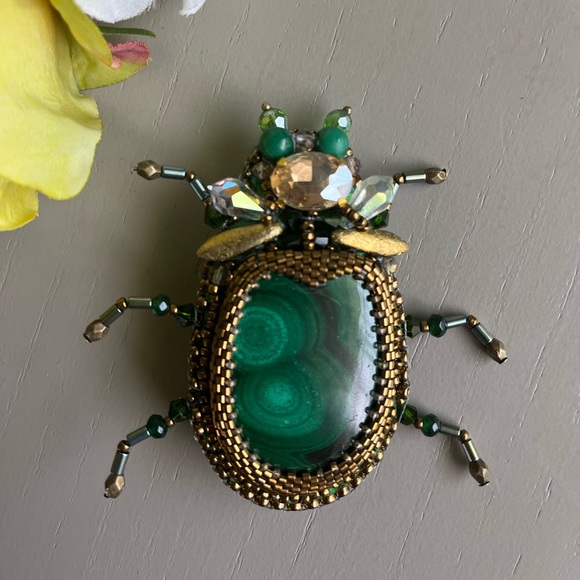Hand Crafted Jewelry - Brooch bags with malachite